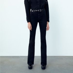 NWT Zara Black High Rise Flared Denim Jeans